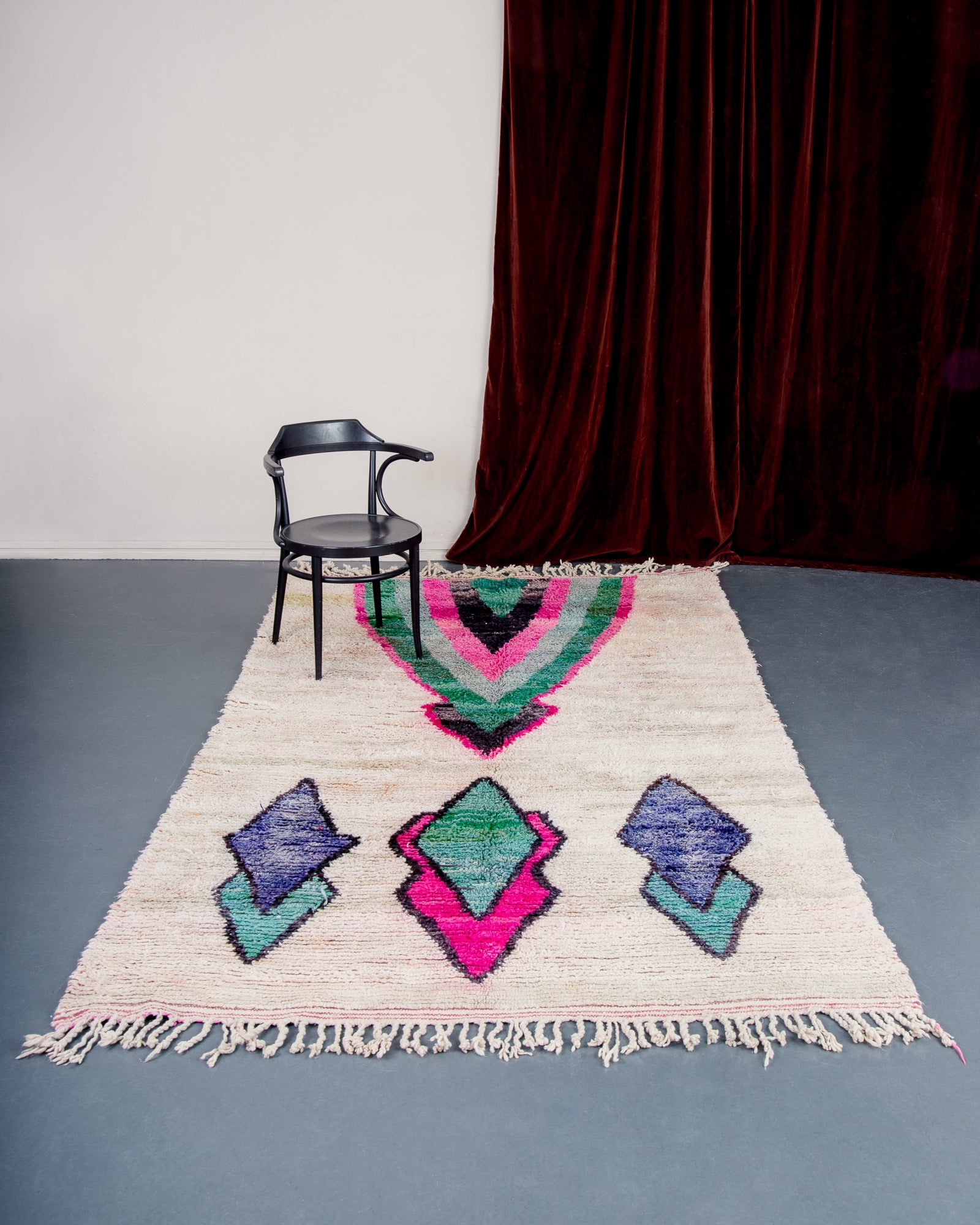 Modern designer handcrafted Berber rug from morocco Boujad with beautiful colors and patterns